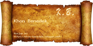 Khon Benedek névjegykártya